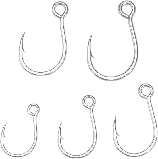 Vishaken met weerhaak - Koolstofstaal - Set van 50 stuks - Diverse Maten - Voor Zoet- en Zoutwatervissen