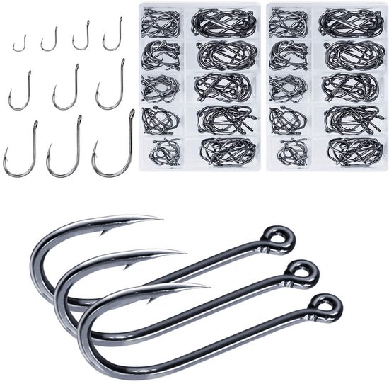 Vishaken van koolstofstaal - 200 Stuks - Jig Vishaken - Zilver - Slijtvast - Geschikt voor zoet/zout water - Vishaak