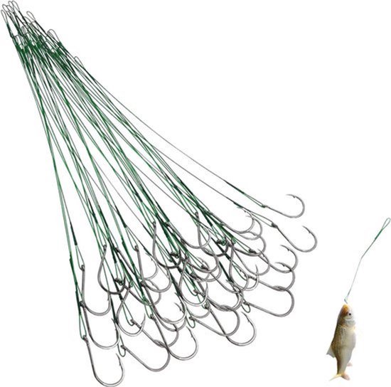 Vishaken Zee Vishaken met Weerhaak en Oog - Verschillende Soorten Vis voor Zee, Meer en Rivier - 40 Stuks (Platte Haak 25 cm)