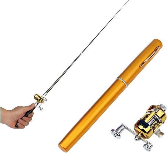 Vishengel in zakformaat - Penvishengel en molencombo, draagbare telescopische kleine vishengel, minivishengel, micro-opvouwbare vishengel en molencombo, reisvissets van Merkloos