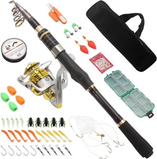 Vishengel Set - Hengel Carbon - Vissen Lange Afstand - Ultrakorte Hard-Tuned - 1.65 meter - Set Dropwielen
