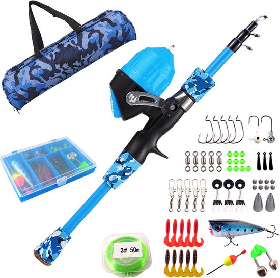 Vishengel Set Voor Beginners - 1.2M - Inclusief Opbergtas, Hengel & Doosje met Accessoires - Vishengel Kinderen - Complete Hengelset - Vishengelset - Vishengel Set - Hengel - Hengel - Vishengel set - Vishengel Kinderen - Leuk Voor Op Vakantie van Merkloos