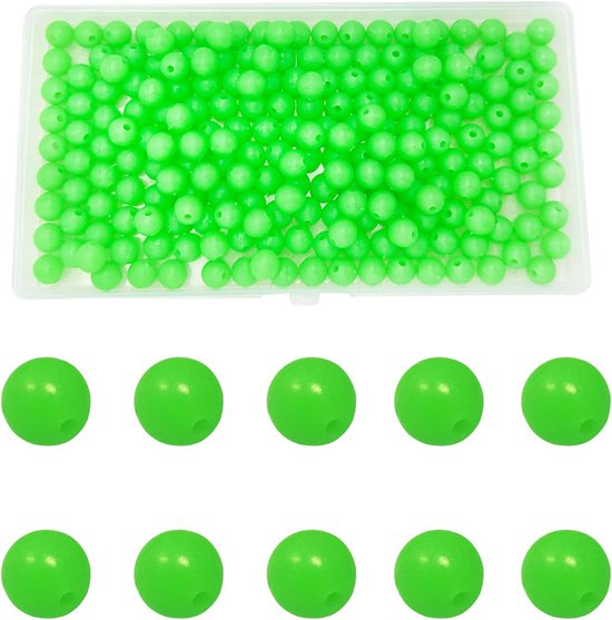 Viskralen - Glow-In-The-Donker Kralen - Lichtgevend Effect Voor Nachtvisserij - Duurzaam Plastic Materiaal - 8mm Diameter Met 2mm Gat - 200 Stuks In Doos - Geschikt Voor Zoetwater En Zoutwater van Merkloos