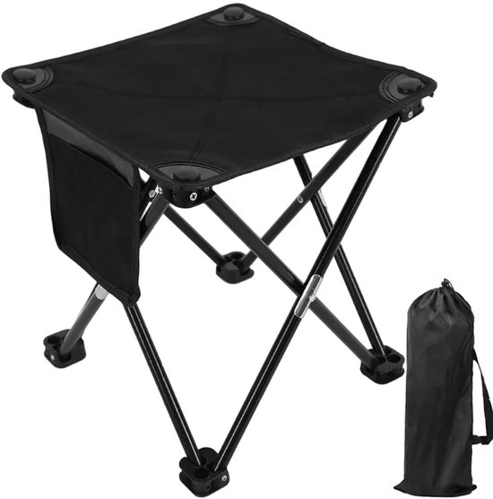 Viskrukje - Reiskruk - Opvouwbaar - 33 x 33 x 32 cm - Campingstoel - Strandstoel - Visstoel - Kruk - Vouwstoel - Opvouwbare stoel - Lichtgewicht Campingstoel - Outdoorkruk - Handig mee te nemen - Zwart van Merkloos