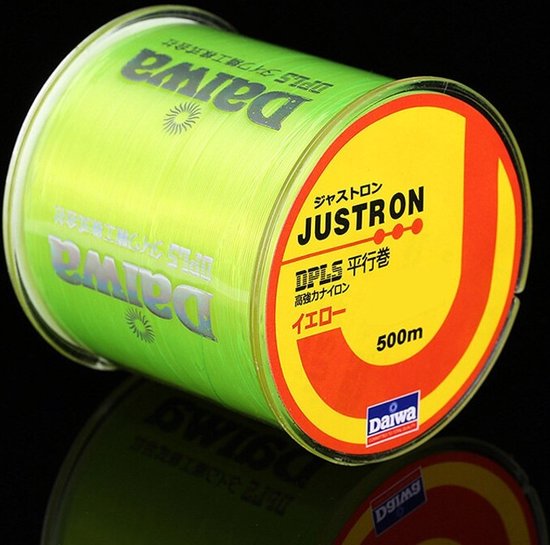 Vislijn Daiwa Justron nylon 500m Geel 0.45mm Nylon Draad Extra Sterk 16.4kg - Visdraad voor Zoetwater en Zoutwater van Daiwa