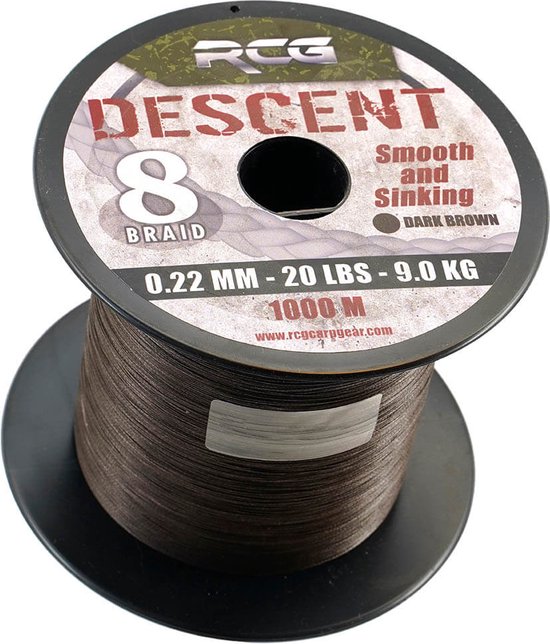 Vislijn Descent – Gevlochten Vislijn – Bruin – 35 LBS – 0,35 mm – Zinkend & Rekloos Hoofdlijn