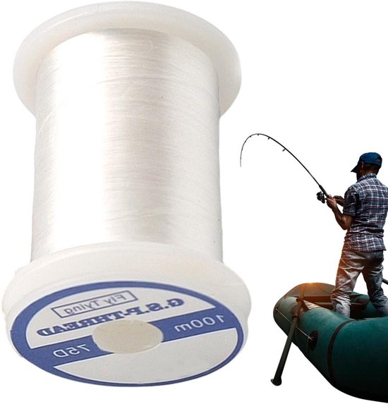 Vislijn Monofilament - Visdraad Touw - Vissen Zoutwater - Sterk Polyester Materiaal - 100 Meter 60 Lbs - Wit