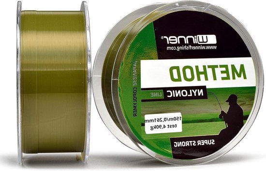 Vislijn Nylonic Method - Nylon Visdraad - Karper Vissen - Extreem slijtvast - 0.25mm/150m - Olijfgroen