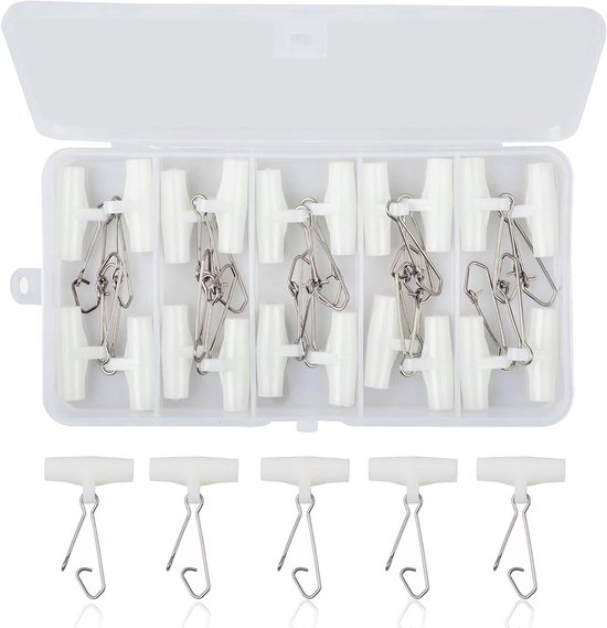 Vislijn Sinker Slider - Lood Schuifjes - Vissen - Snel Lood Wisselen - 20 stuks - Wit (lichtgevend)