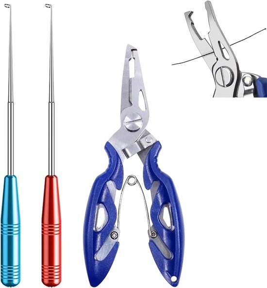 Vislijntang - haakverwijderaar en vislijnsnijder - draagbare tool voor vissers - multifunctionele tang voor outdoor activiteiten - set van 3 stuks van Merkloos