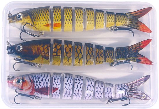 Vislokken - Cranklures - Segmentlures - All-Water Column Series (zwevend/langzaam zinkend/zinkend, drijvend/zinkend) - Realistische zoetwater- en zeewaterlokset