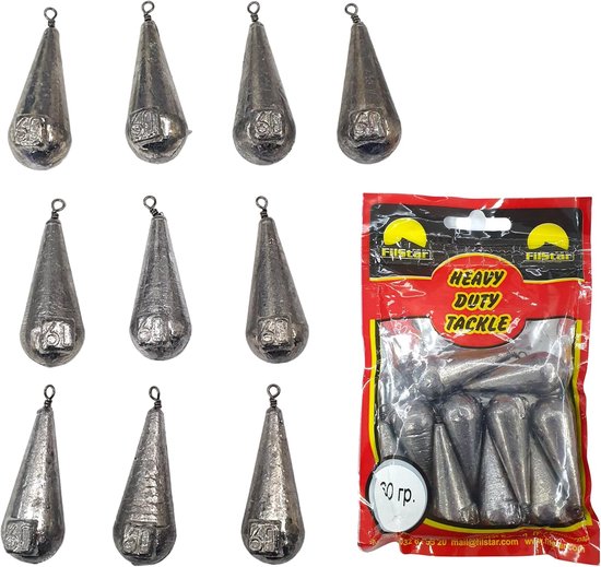 Vislood Set 10 x 60g - Grondvislood met Swivel - Peerlood