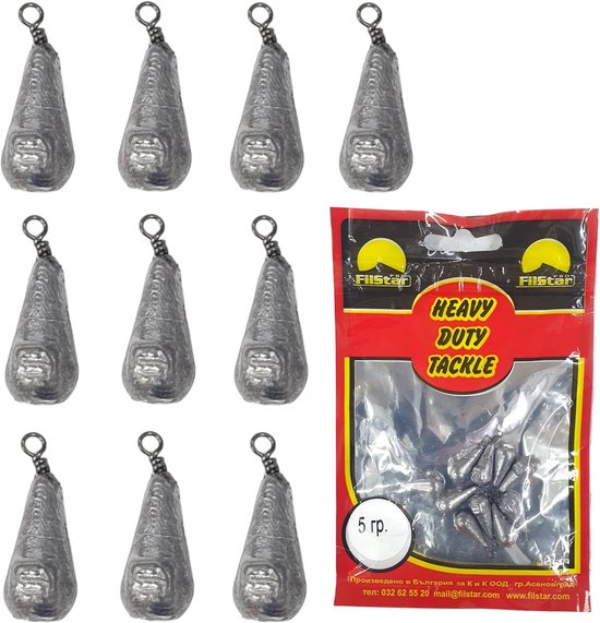 Vislood Set 10x5g - Grondvislood met Swivel - Peerlood