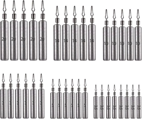 Vislood Set 35 Stuks - 3.5g tot 20g - Drop Shot Vissen