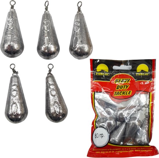Vislood Set 5 x 80g - Grondvislood met Swivel - Peerlood