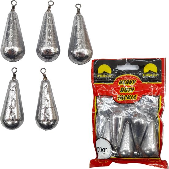 Vislood Set 5x 100g - Grondvislood met Swivel - Peerlood
