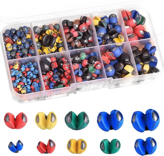 Visloodset van 100 stuks met 10 maten voor zoetwater en zeevissen - antislip rubberen coating, lijnlood en loodballen voor optimale prestaties