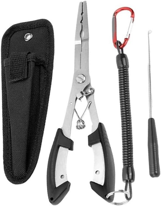 Vismeetlint van 120 cm met Ruler en Vissers Tang Set - Roestvrij Staal, Multifunctioneel, Inclusief Opbergzak en Accessoires voor Vissen