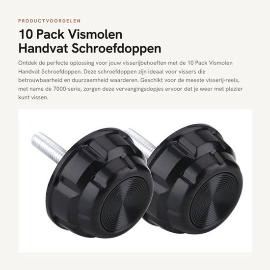 Vismolen Handvat Vervanging - 10 Pack - Duurzaam - Schroefdoppen - Geschikt voor Vissers - Eenvoudig te Installeren - Visserijaccessoires