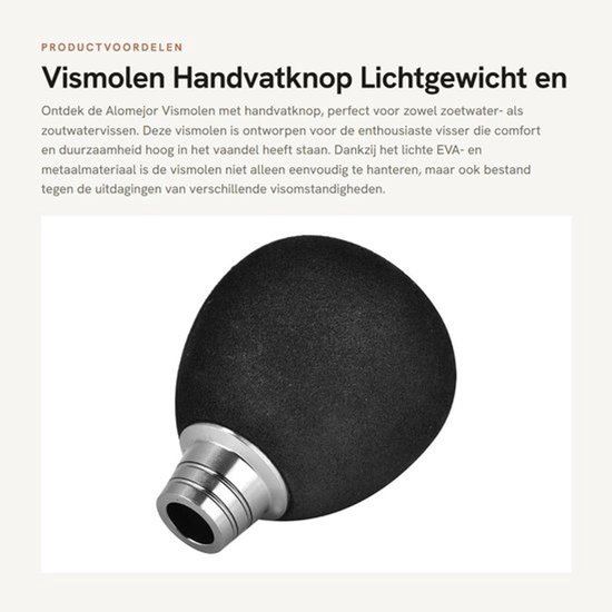 Vismolen Lichtgewicht - Corrosiebestendig - Comfortabele Handgreep - Voor Zoutwater/Zoet Water - Duurzaam EVA/Metaal - Verbeterde Viservaring - Hengel