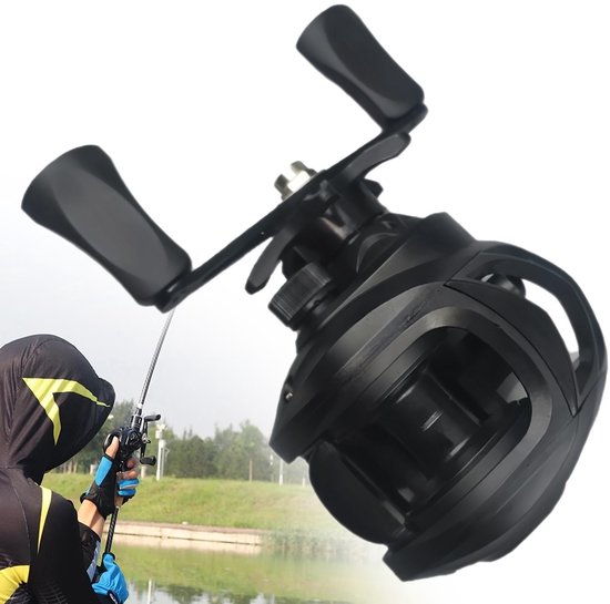 Vismolens - Low-profile Baitcasting-reel AK200 - 8 KG Enorme Slipkracht - voor Starters Visgerei - Zwart