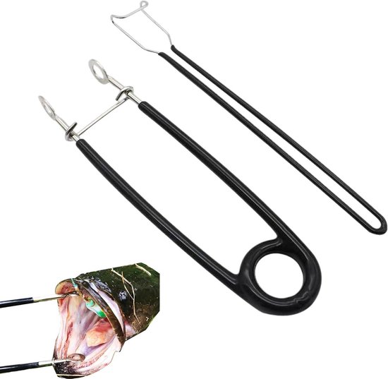 Vismuilspreider voor vissen - roestvrij staal - beschermende keelblokkering - roofvis - visgereedschap - accessoires - zwart - 19 cm - 2 stuks van Merkloos