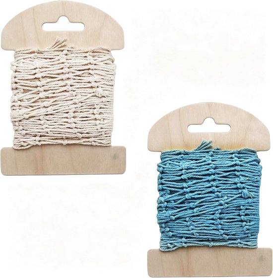Visnet, 2 stuks, 100 x 13 cm, wanddecoratie net