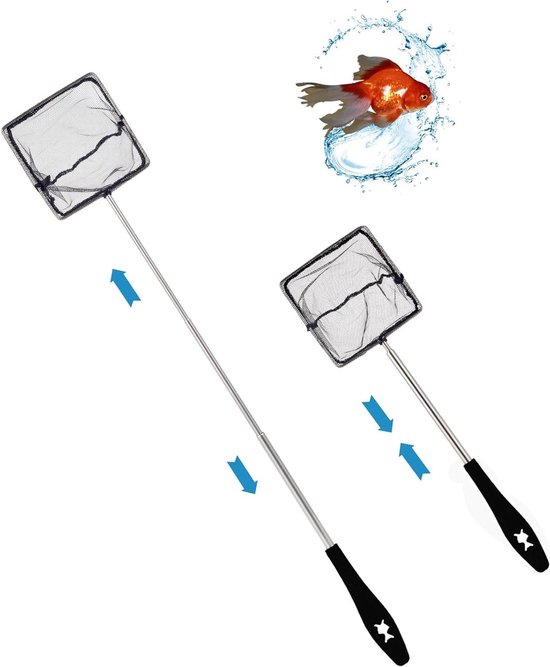 Visnet Aquarium - Schepnet Vissen - Aquarium Onderhoud - Uitschuifbaar Handvat - 29-49 cm - Zwart