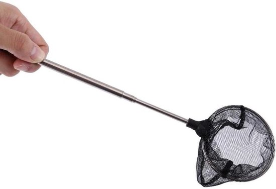 Visnet Aquarium - Schepnet Vissen - Vissen Vangen - Uitschuifbare Steel - 44 cm - Zwart