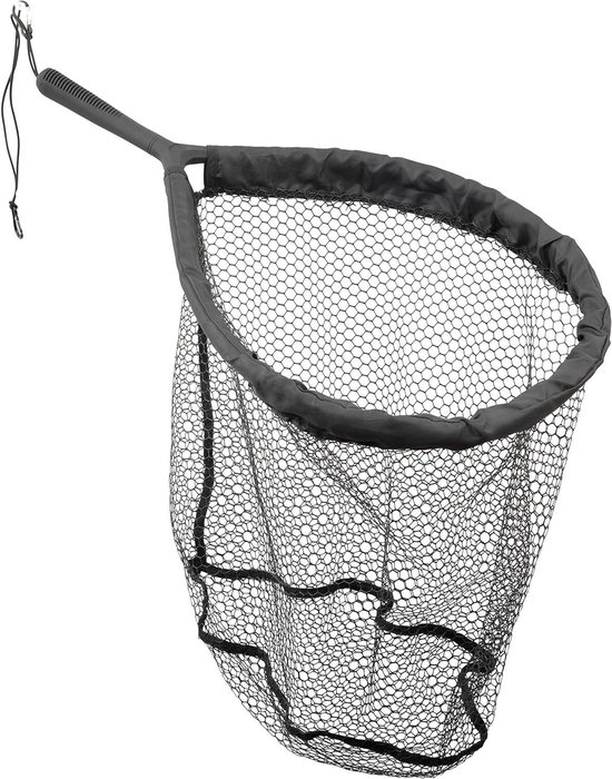 Visnet Drijvend - Schepnet Rubber - Vissen op Roofvis - Diep Rubberen Net - 46x56cm - Zwart
