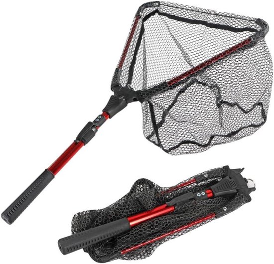 Visnet Inklapbaar - Schepnet Telescoop - Vissen Vangen - Lichtgewicht Aluminium - 115 cm - Zwart