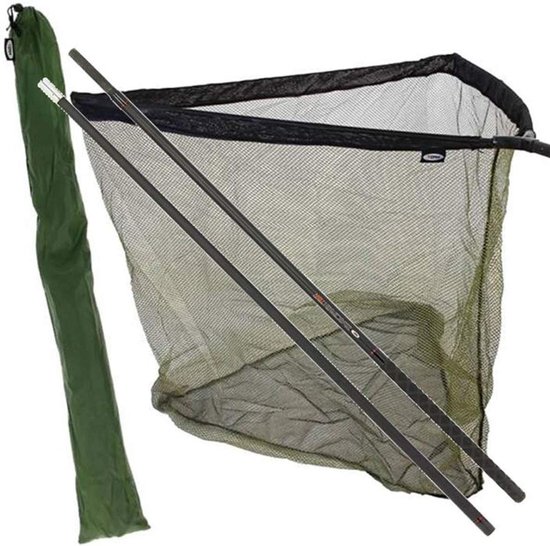 Visnet met Steel - Schepnet Vangnet - Grote Vissen Vangen - Inclusief Stink Bag - 42 inch - Zwart Grijs