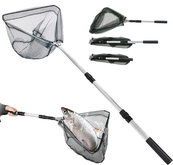 Visnet - Opvouwbaar - 150 Cm - 42 X 24 Cm - Vijver Schepnet - Zwembad - Schepnet - Uitschuifbaar - Zwembad Schepnet - Opklapbaar - Landingnet - Telescoop Schepnet - Geschikt Voor Alle Vissers - Zilver van Merkloos