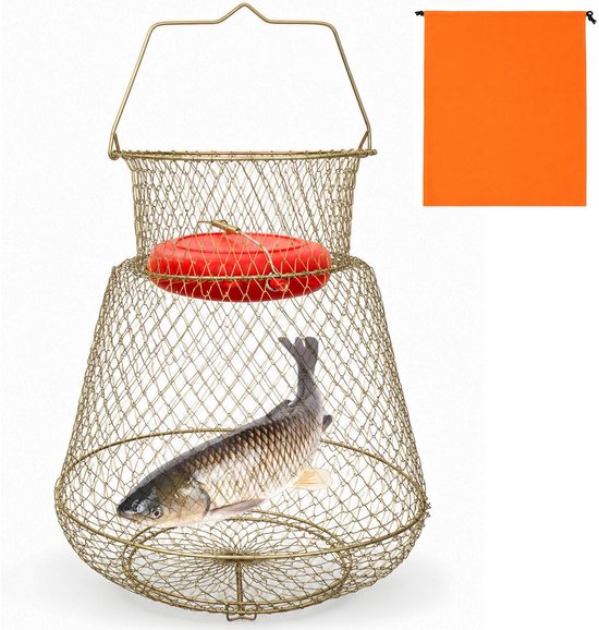 Visnet Opvouwbaar 37 x 30 cm – Gegalvaniseerd Staal – Fijnmazig – Voor Vis, Garnalen en Krabben