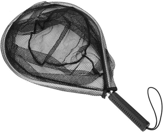 Visnet Opvouwbaar - Schepnet Aluminium - Vissen Vangen - Nylon Mesh Anti-klit - 54 cm - Zwart