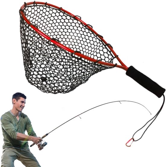 Visnet Schepnet - Aquarium Net - Vissen Garnalen Vangen - Lichtgewicht Aluminium Frame - 58x35cm - Rood van Merkloos