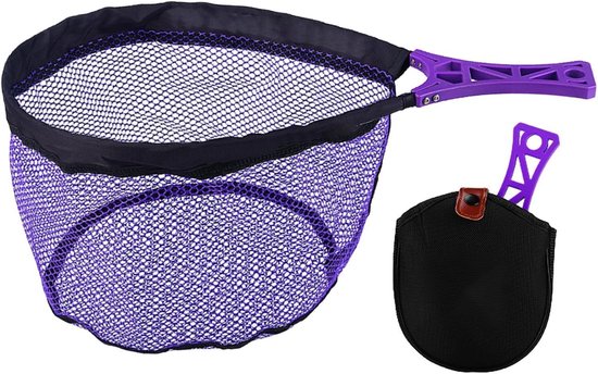Visnet - Schepnet Opvouwbaar - Vissen Outdoor - Anti-haak Mesh - 50x29x20cm - Paars