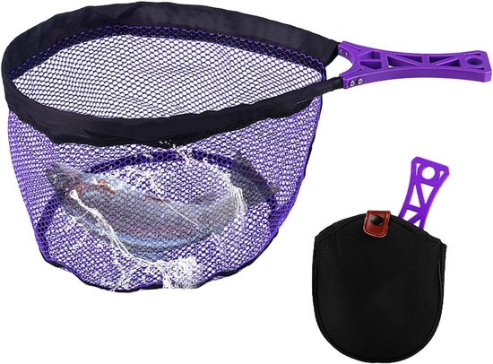 Visnet - Schepnet Opvouwbaar - Vissen Vangen - Anti-haak Mesh - 50x29x20cm - Paars