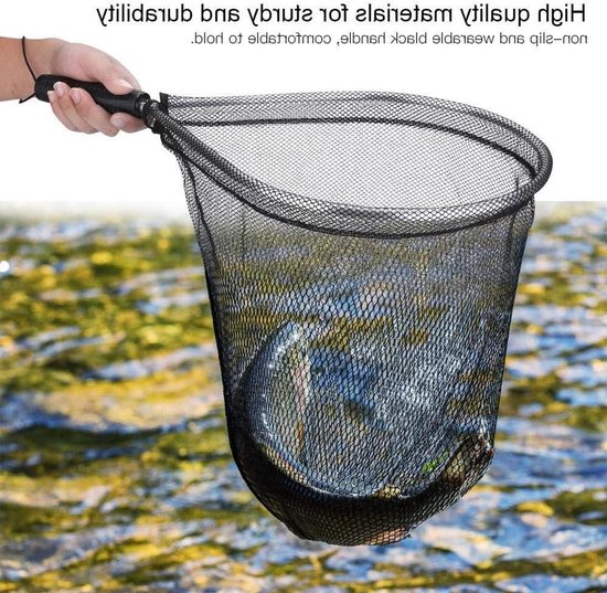 Visnet Schepnet - Vangnet Hengelsport - Vissen Op Zalm - Zacht En Diep - 54 x 31 cm - Zwart