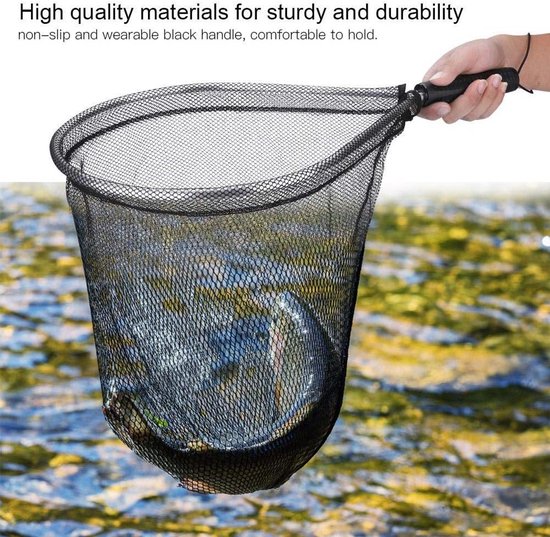 Visnet Schepnet - Vangnet Vis - Vissen Vangen - Compact Lichtgewicht - 54 x 31 cm - Zwart