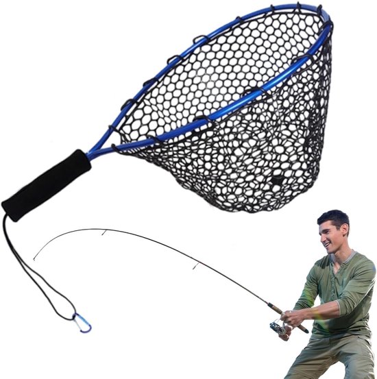 Visnet Schepnet - Vangnet Vis - Vissen Vangen - Lichtgewicht Draagbaar - 58 x 35 cm - Blauw