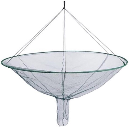 Visnet - Schepnet Vangnet - Vissen Garnalen Vangen - Duurzaam Nylon Gaas - 80 cm Diameter - Legergroen