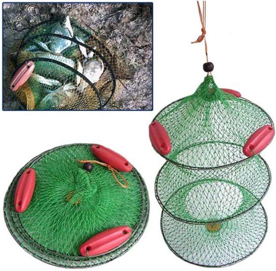 Visnet - Schepnet Vangnet - Vissen Vangen - Met 3 Drijvers - 40 cm Diameter - Nylon