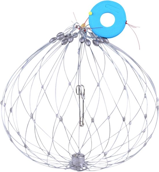 Visnet - Schepnet - Vissen en Krabben Vangen - Automatische Sluiting - 72 cm - Grijs