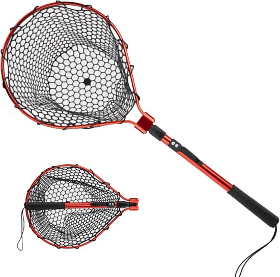 Visnet - Schepnet - Vissen - Opvouwbaar en draagbaar - 78 cm - Rood