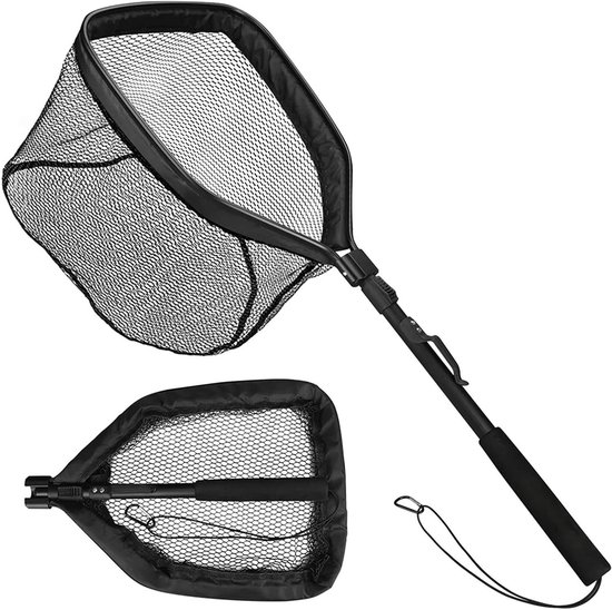 Visnet - Schepnet - Vissen - Opvouwbaar en intrekbaar - 80 cm - Zwart