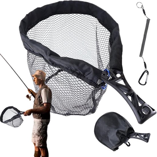 Visnet - Schepnet - Vissen - Opvouwbaar en lichtgewicht - 51 x 28 cm - Zwart