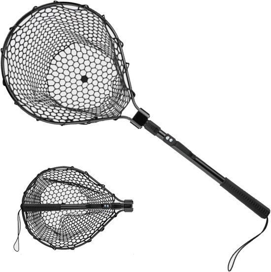 Visnet - Schepnet - Vissen - Verdikt siliconen net - 78 cm lengte - Zwart