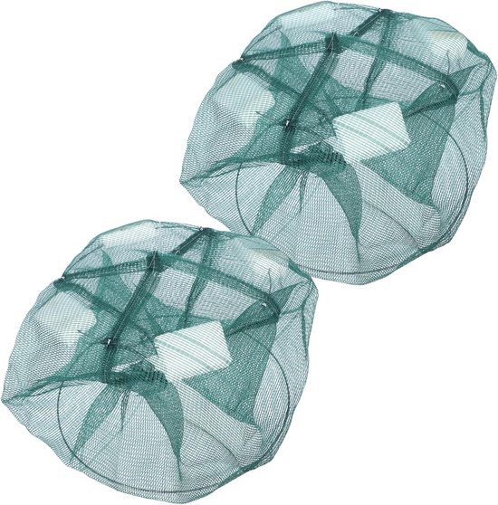 Visnet Val - Vangnet Fuik - Vissen Vangen - Draagbaar Compact - 35x35x0.1cm - Groen