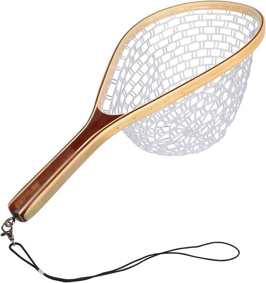 Visnet Vangnet - Schepnet Hengelsport - Vissen Vangen - Houten Handvat - 60 cm - Transparant